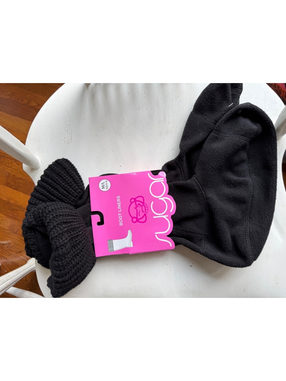 Sugar Black Boot Liners with Knit Cuff Size M/L 8-10